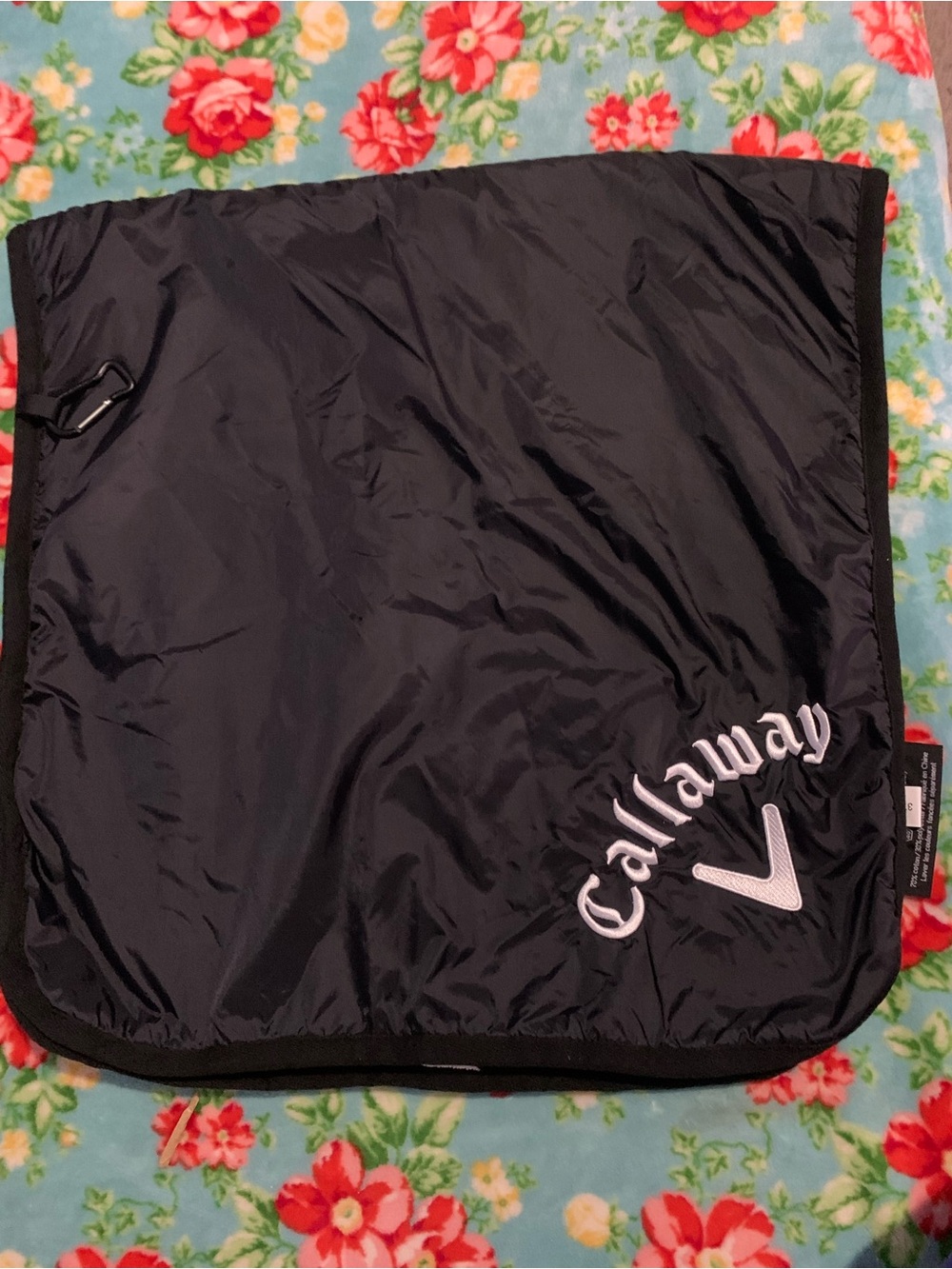 Callaway Black Golf Bag Cover & Towel With Clip Embroidered Logos
